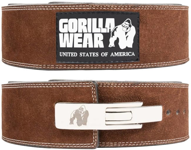 Gorilla Wear 4 Inch (10cm) Leather Lever Belt, Brown