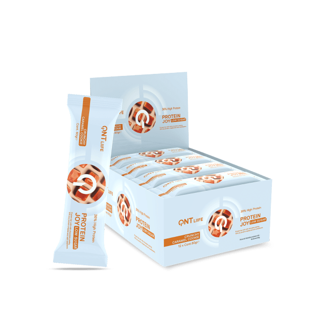 QNT Protein Joy low sugar protein bar, 12x60g, Crunchy Caramel Cookie <br>BF: 28-08-2026