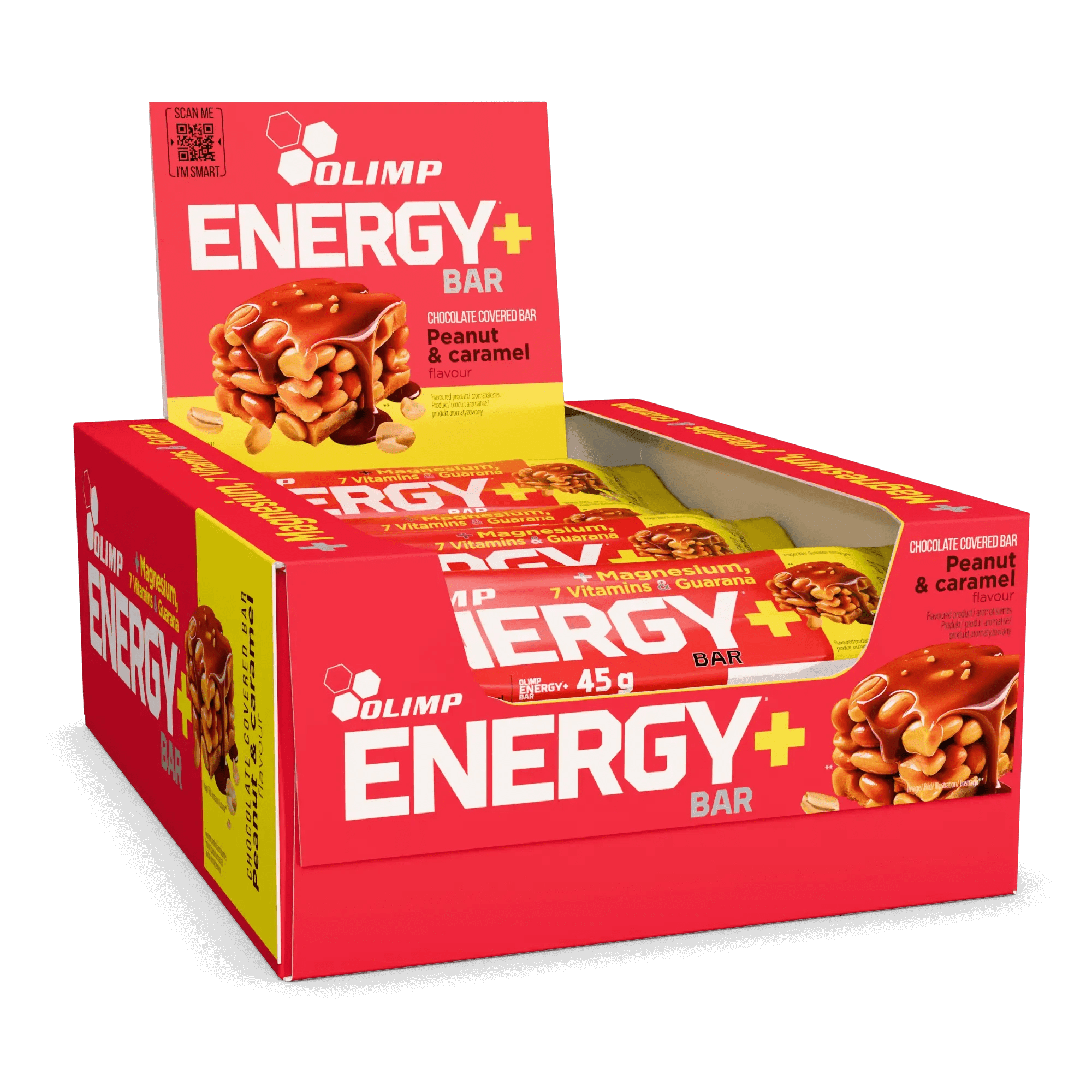 Olimp Energy+ Bar, 20x45g, Peanut & Caramel | Fitnessgrossisten