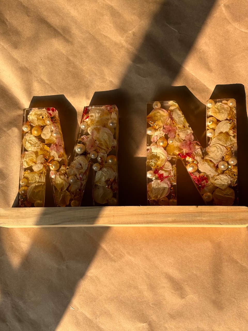 Floral Resin Name Initials detail view