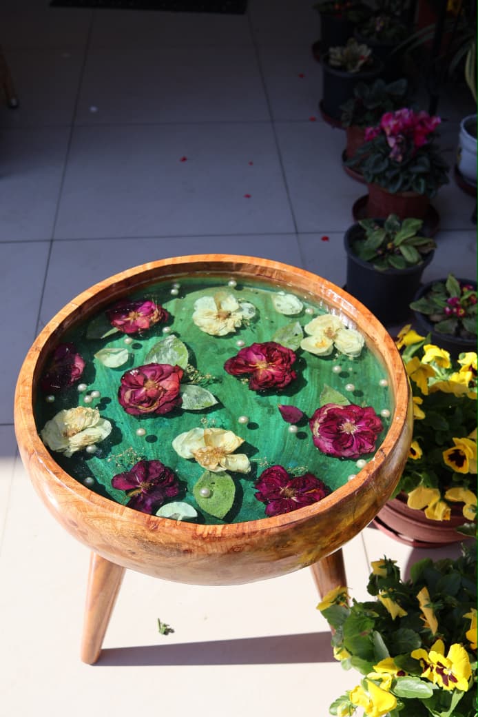 Bespoke Floral Resin Side Table