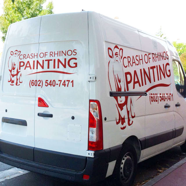 Our Crash of Rhinos van carries our painters to painting projects throughout the Valley of the Sun!