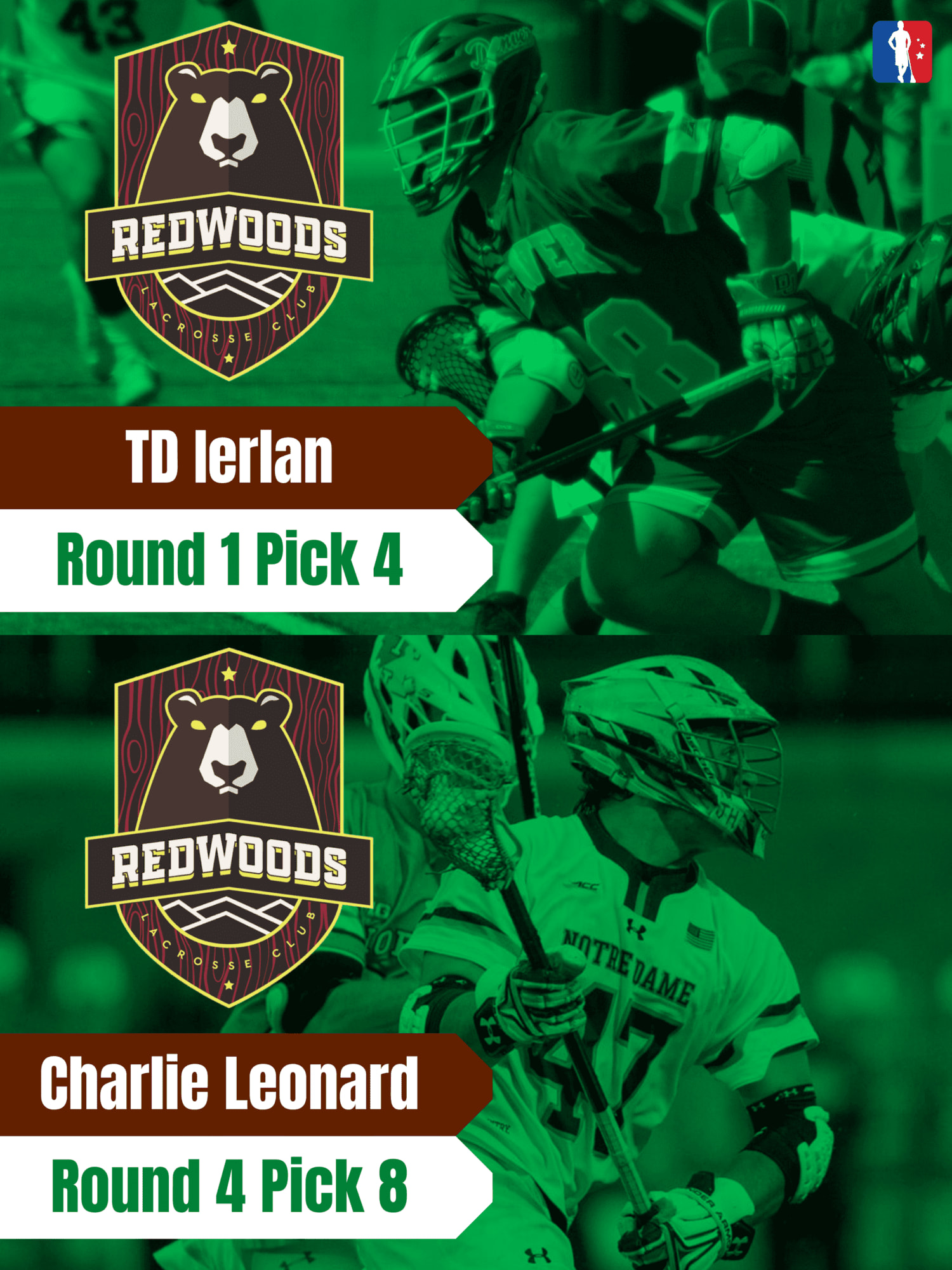 TD Ierlan & Charlie Leonard PLL Rookie Spotlights Lacrosse All Stars