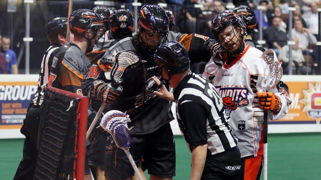 Buffalo Bandits at New England Black Wolves NLL 2017 Photo- Jeff Melnik Conquest Sports Imaging