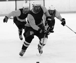 Matt Landis playing hockey