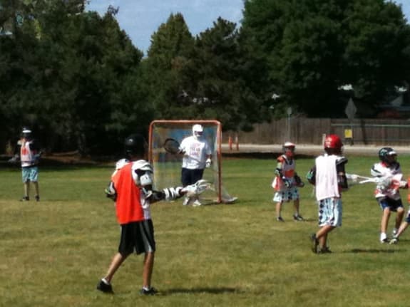 Coach Gaebel playing keeper