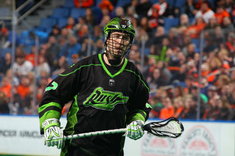 Mark Matthews Buffalo Bandits vs Saskatchewan Rush. KeyBank Center, Buffalo, NY. March 16, 2018. Photo by Bill Wippert