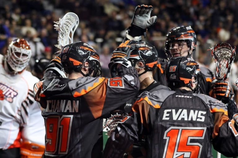 Buffalo Bandits at New England Black Wolves NLL 2017 Photo- Jeff Melnik Conquest Sports Imaging