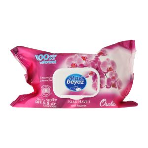 Mavibeyaz Islak Havlu Orkide 100'lü