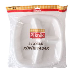 Piknik Üç Gözlü Köpük Tabak 5'li