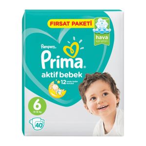 Prima Aktif Bebek Bezi Extra Large 40'lı 6 Beden