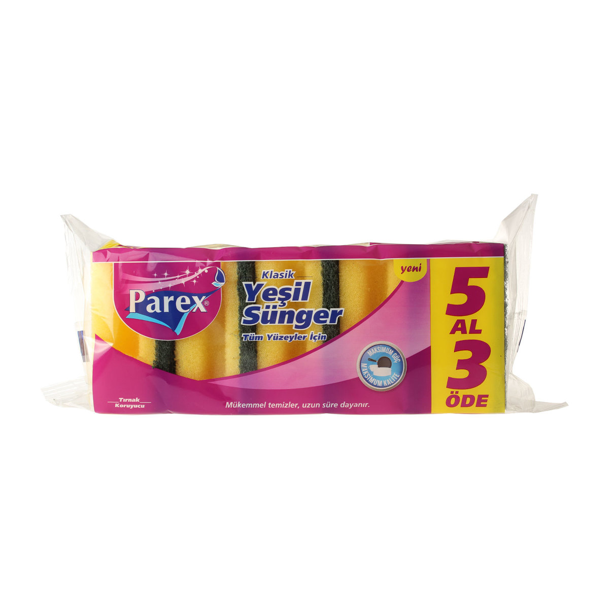 Parex Yeşil Oluklu Klasik Sünger 5'li