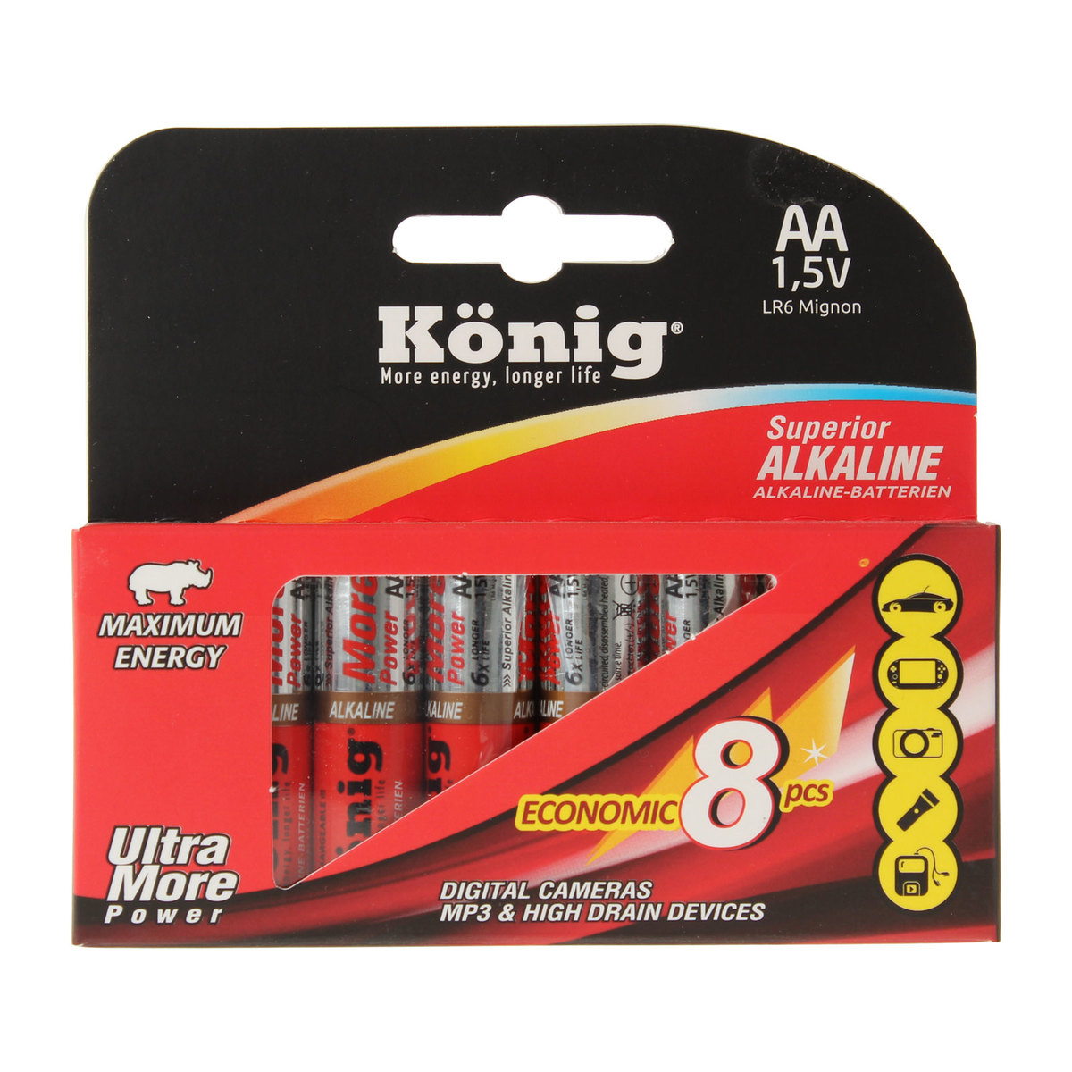 Philips Konig Alkalın AAA 8'li Kalem Pil
