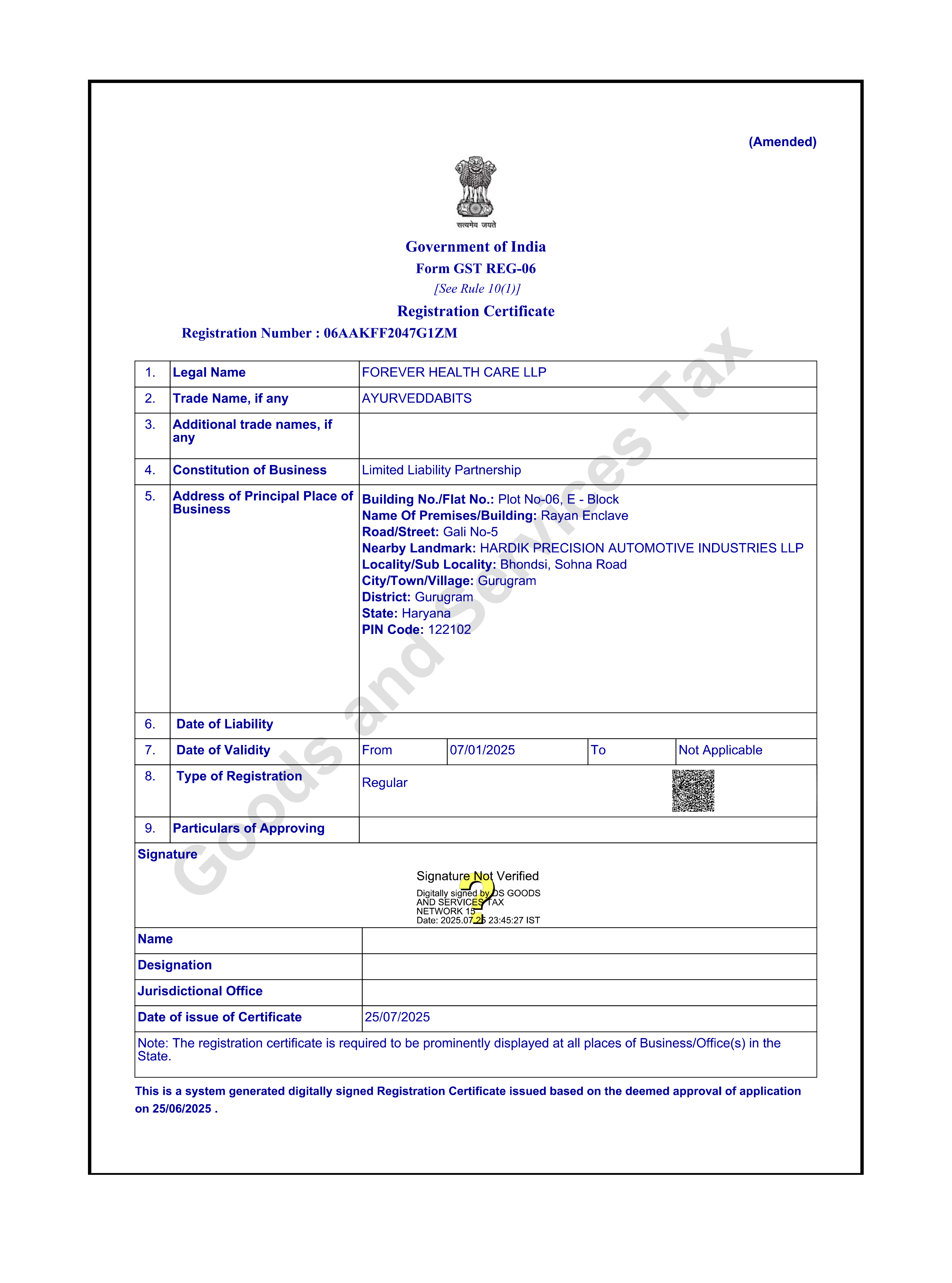 GST-certificate