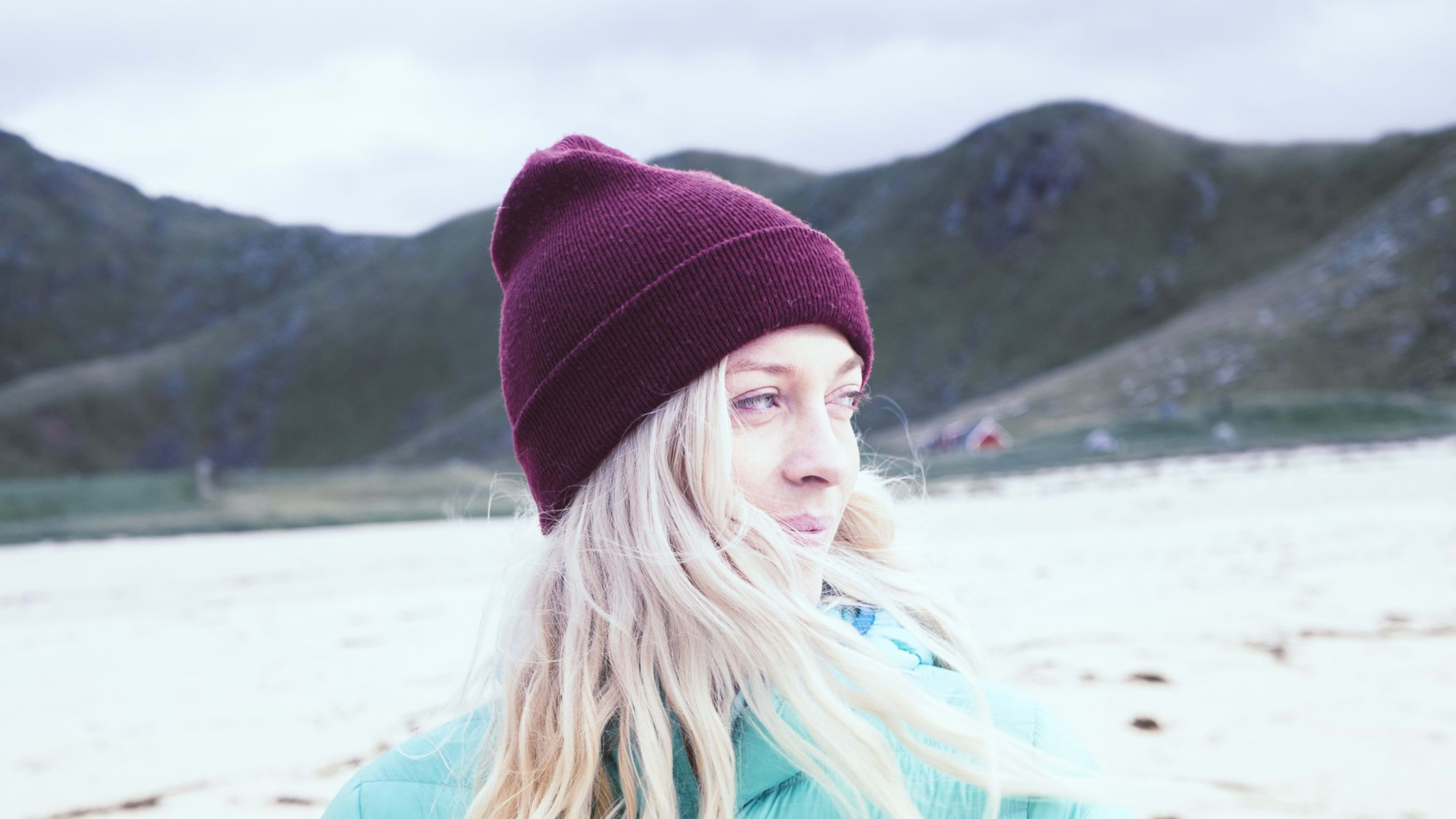 Tonje enjoying the peace and beautiful nature on the white beaches in Lofoten