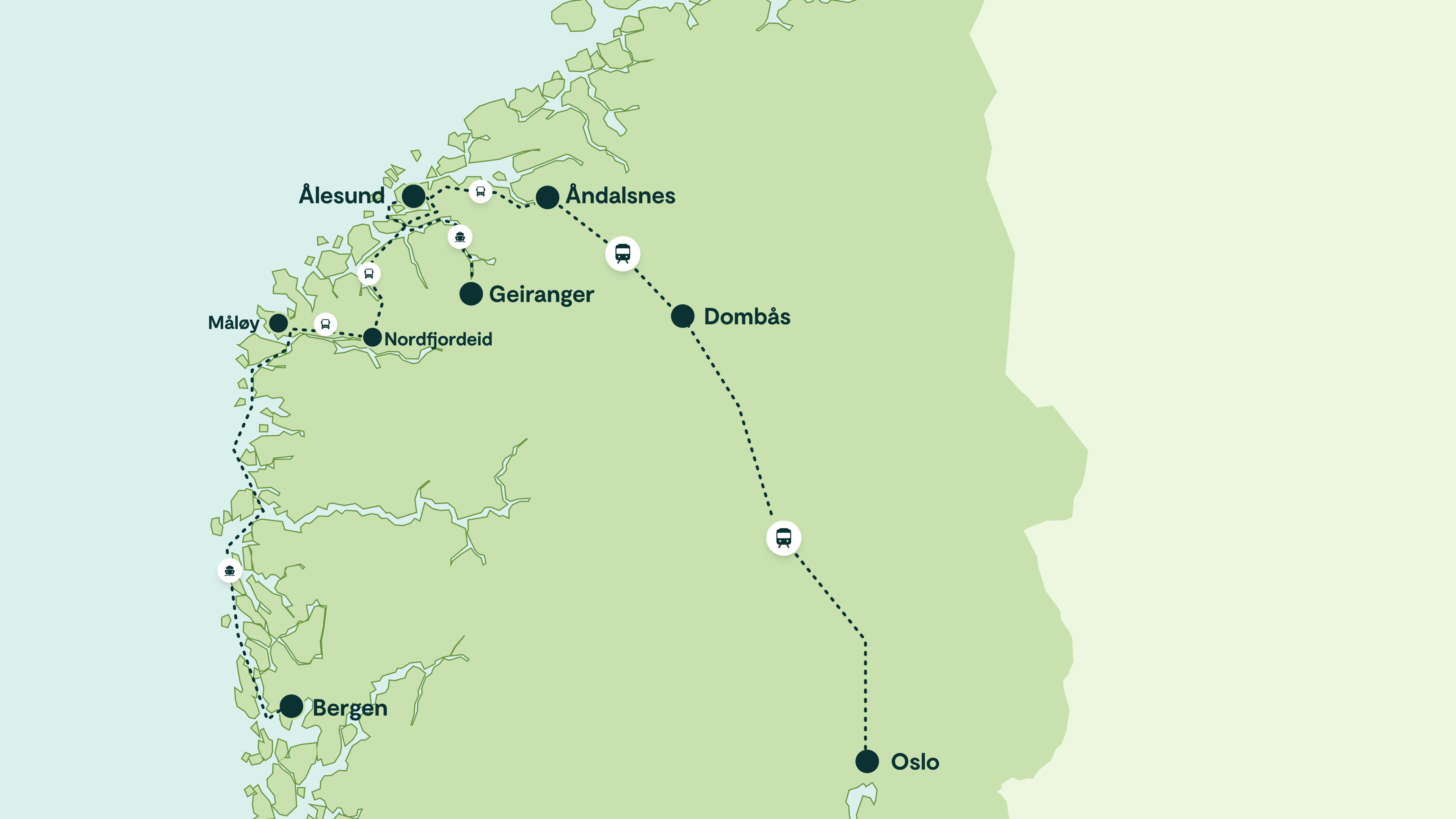 Kart over alle ruter på Geirangerfjorden i et nøtteskall vintertur