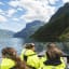 Fjord safari boat tour to Sagofossen waterfall in Flåm with UNESCO fjord landscape