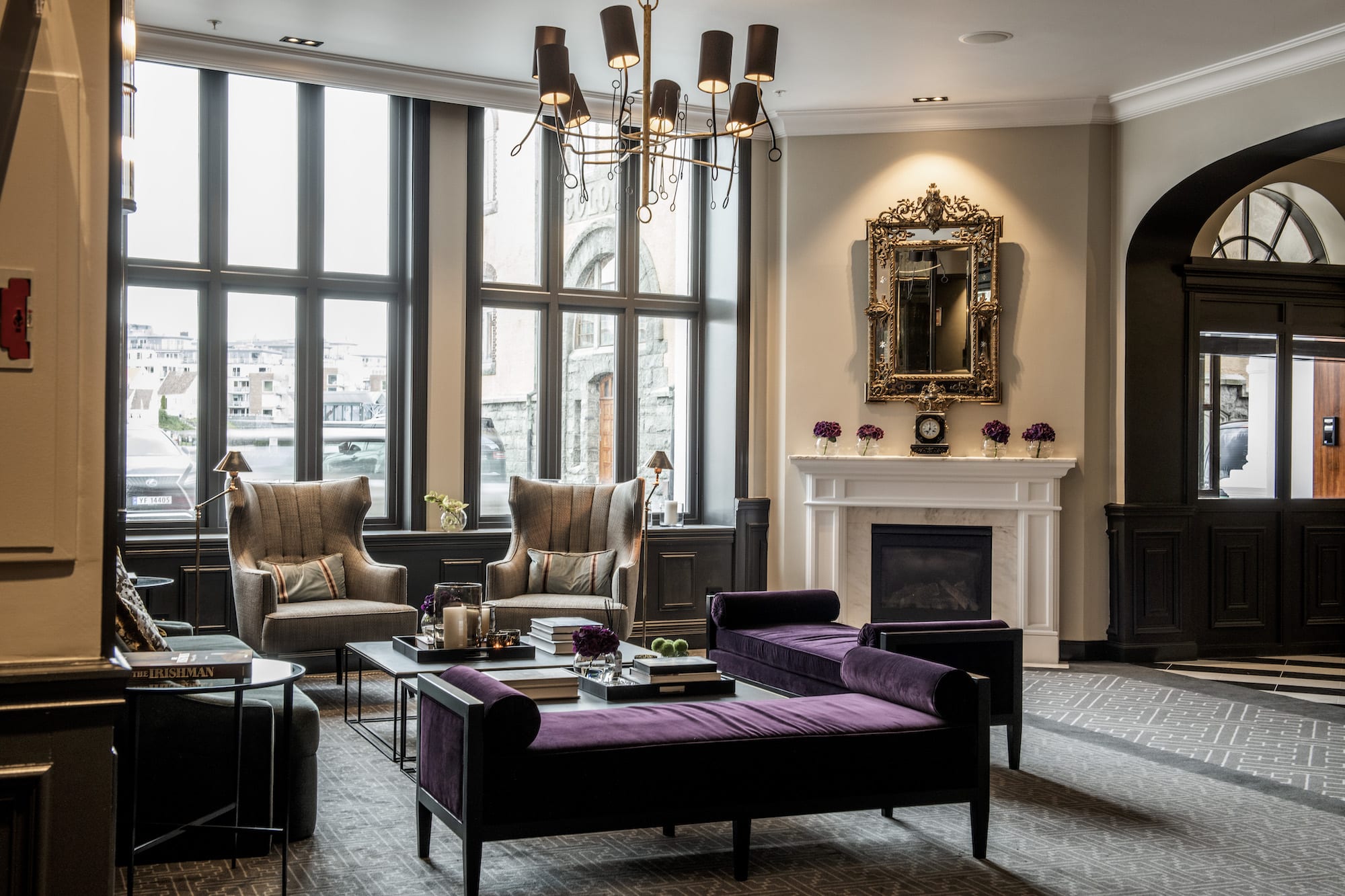 Victoria Hotel Stavanger elegant lounge with designer furniture panoramic city views luxury accommodation