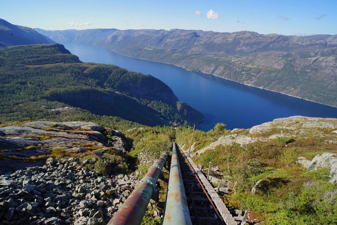 Stunning Lysefjord views from the Flørli hiking trail on the RIB and hike tour from Stavanger
