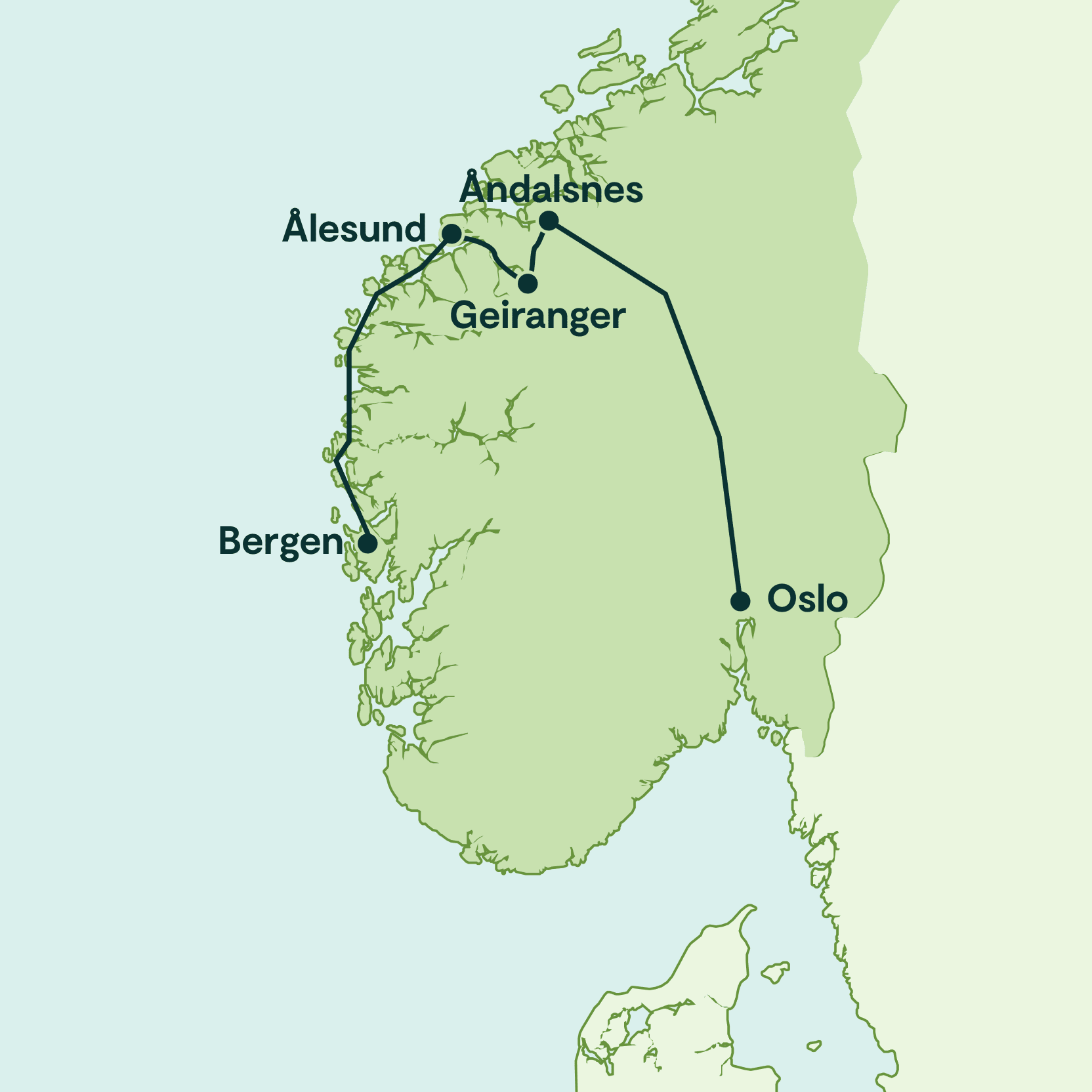 Thumbnail map of the route of Geirangerfjord in a Nutshell™
