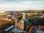 Bird’s-eye view of Nidaros Cathedral with Trondheim cityscape