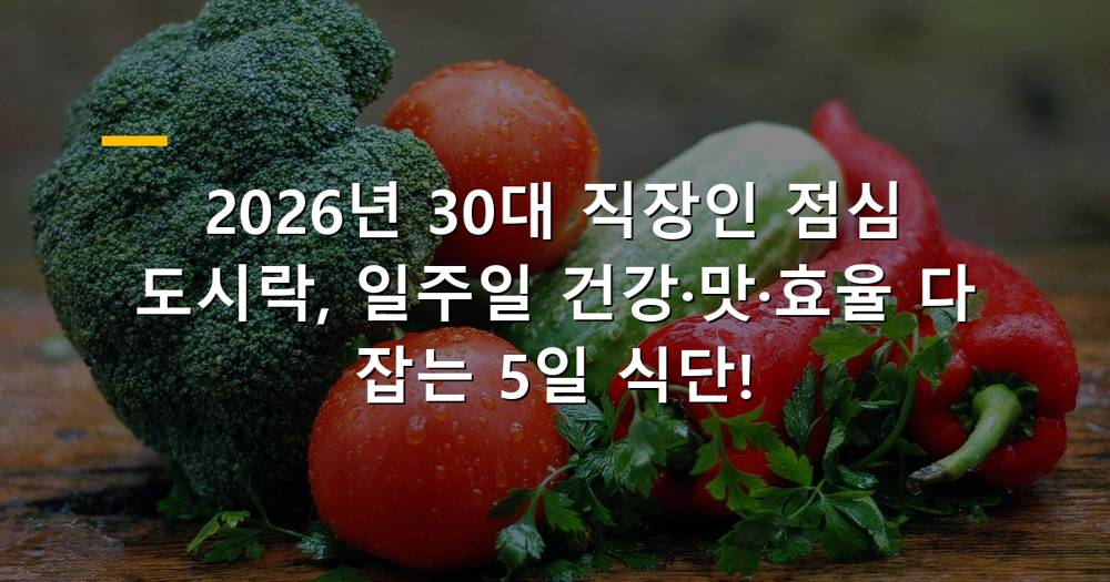 2026년 30대 직장인 점심 도시락 5일치 메뉴