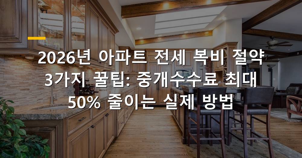 2026년 아파트 전세 복비 절약 꿀팁 일러스트