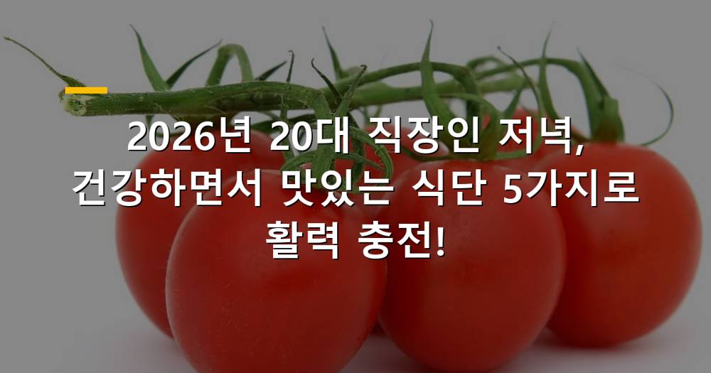 20대 직장인 건강한 저녁 식단