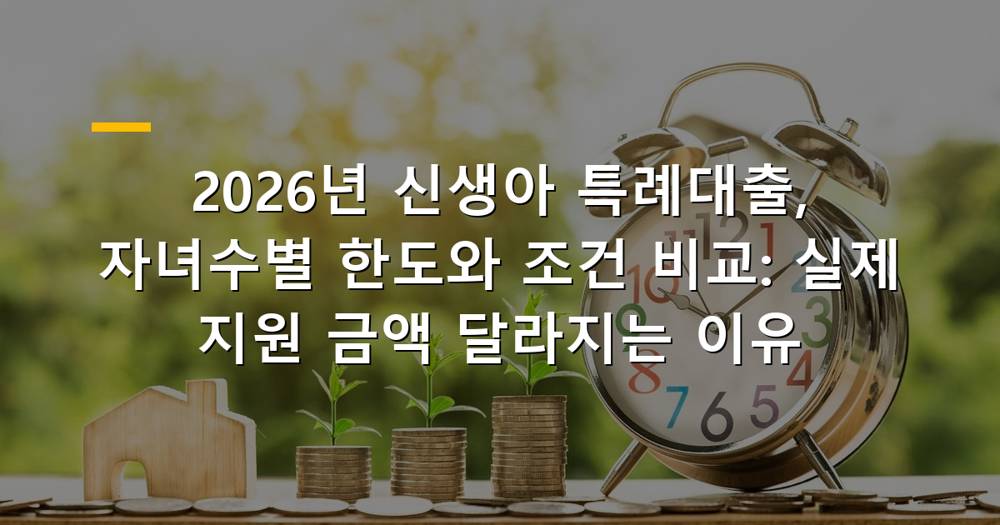 신생아 특례대출 자녀수별 한도와 조건 비교