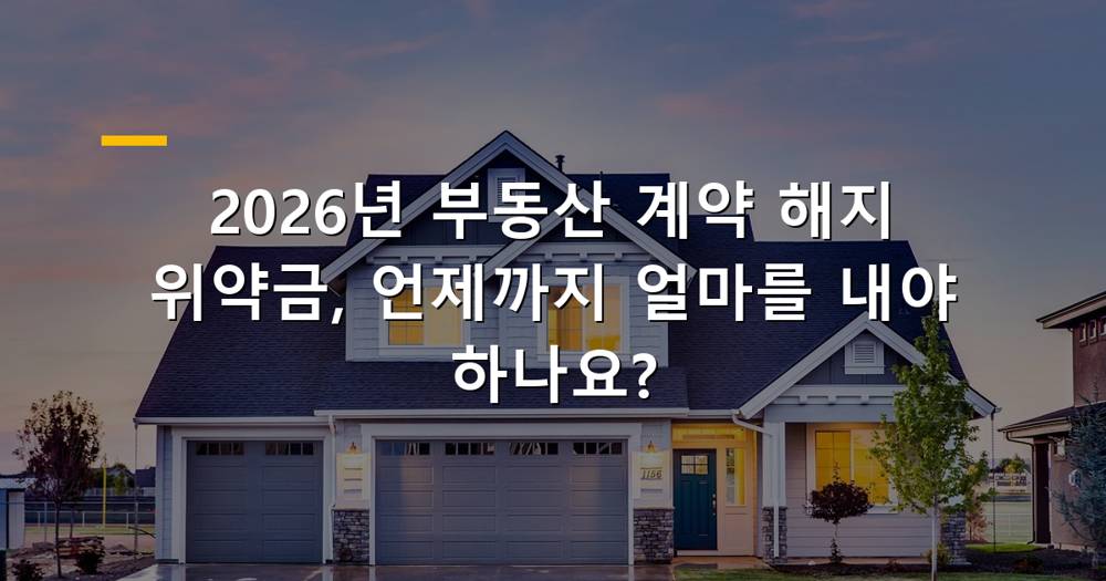2026년 부동산 계약 해지 위약금 계산 가이드