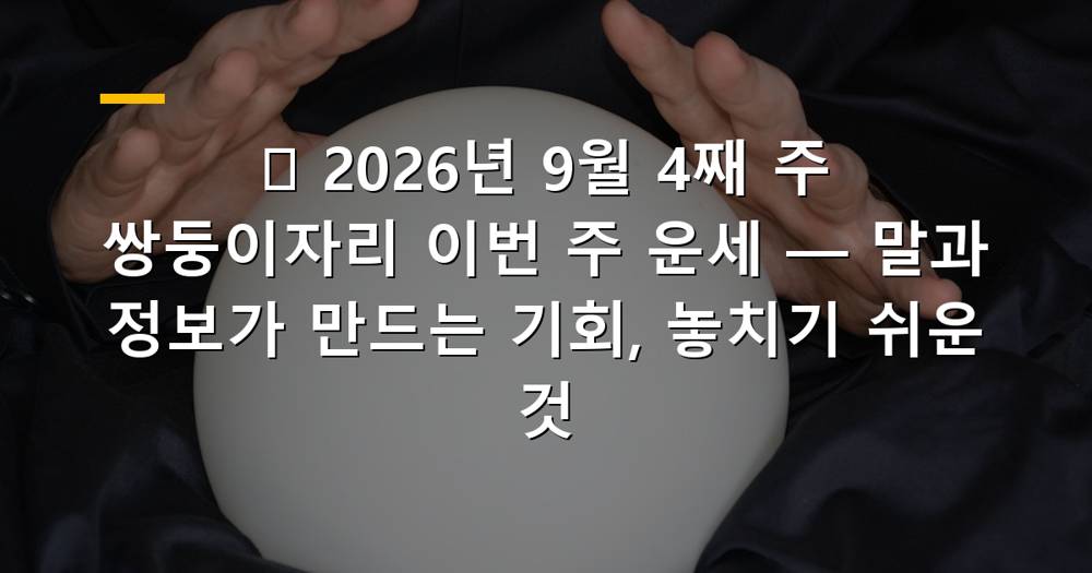 쌍둥이자리 이번주 운세