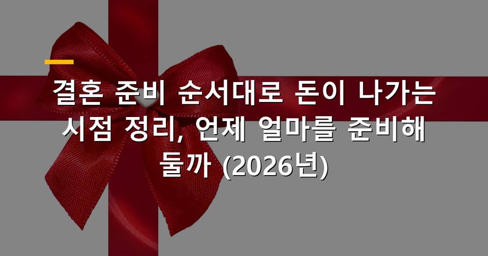결혼 준비 순서대로 돈이 나가는 시점 정리 이미지