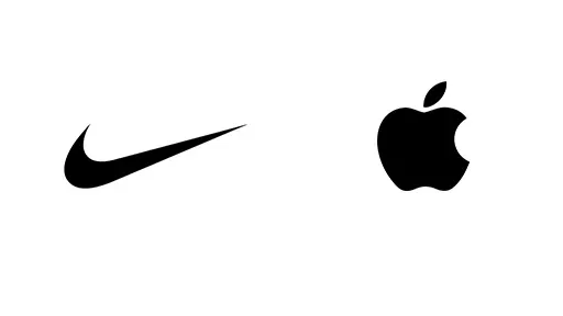 Logotipos de en blanco y negro de Nike y Apple