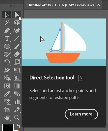 Herramienta de selección directa Illustrator CC 2023