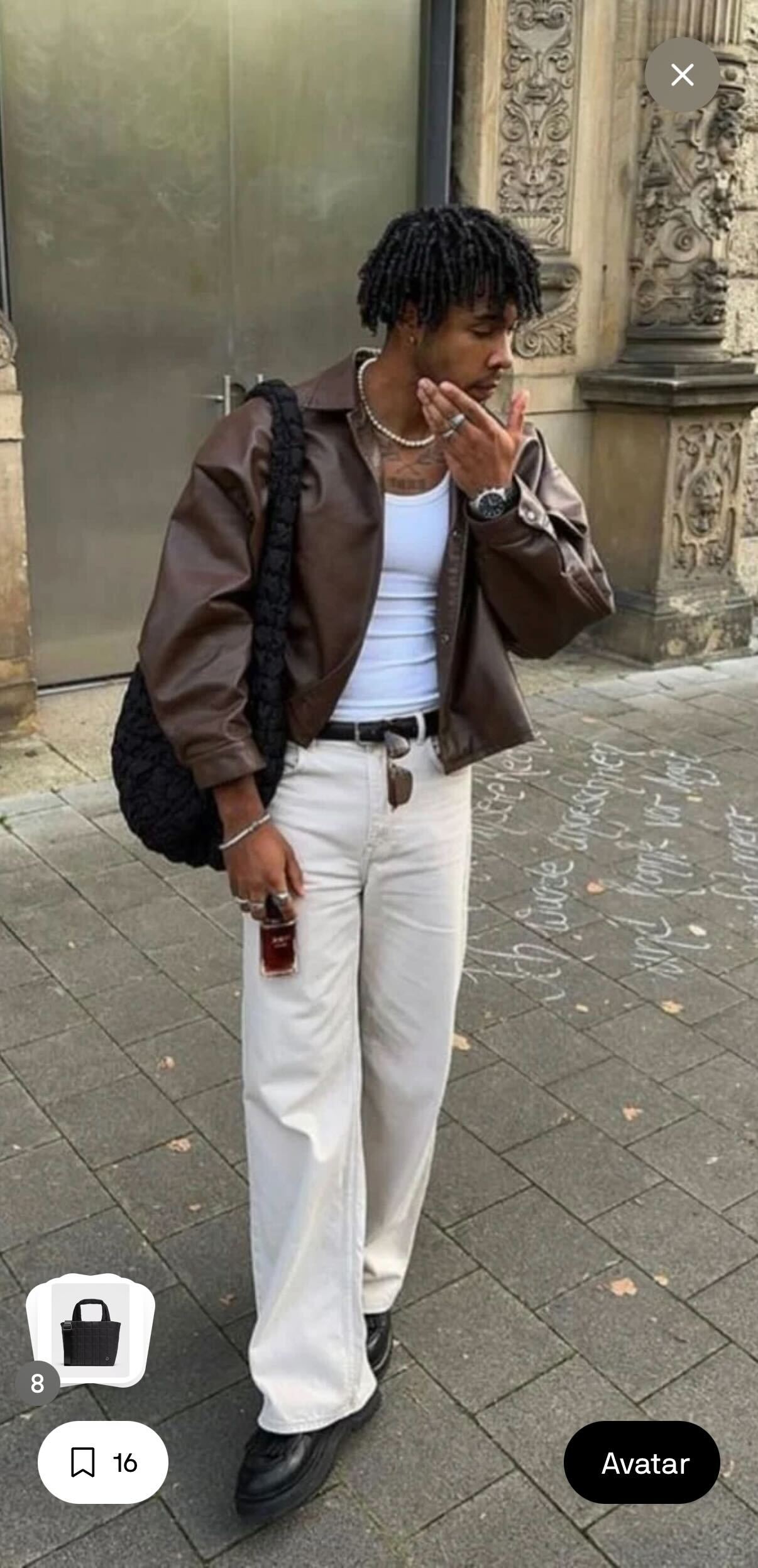 Alta avatar trying on menswear outfit