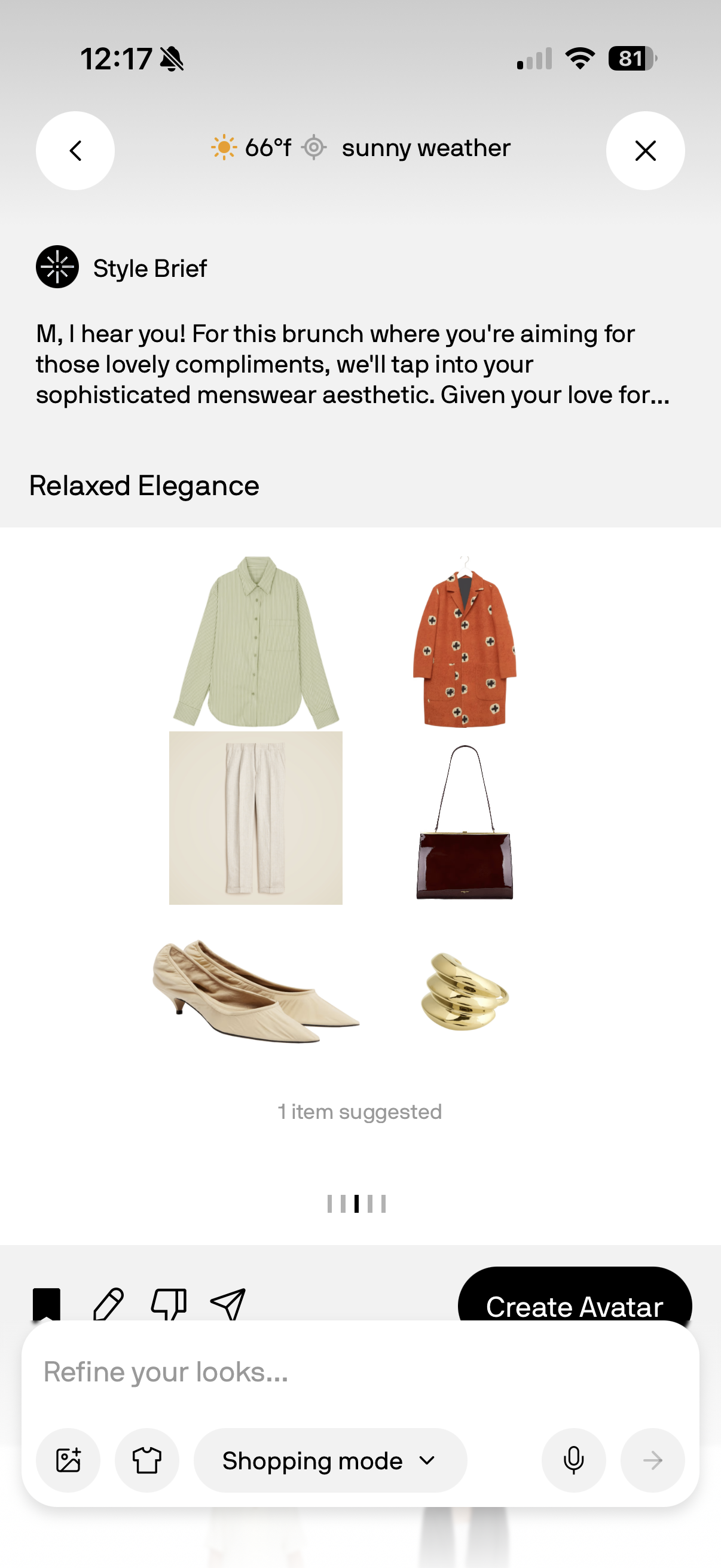 Alta generated outfit and shopping recommendation