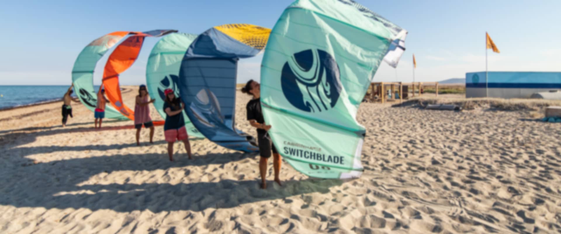 FlaminGokite Station at Aliki beach, Limnos island with new cabrinha 2022 kites