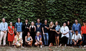 Max and other festival guests posed outside for a group photograph