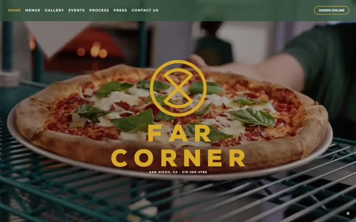 Restaurant website thumbnail of Far Corner
