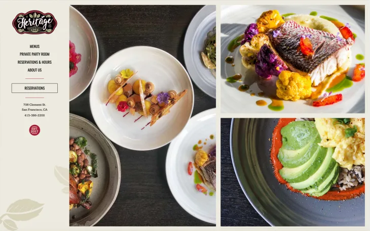 Restaurant website thumbnail of Heritage