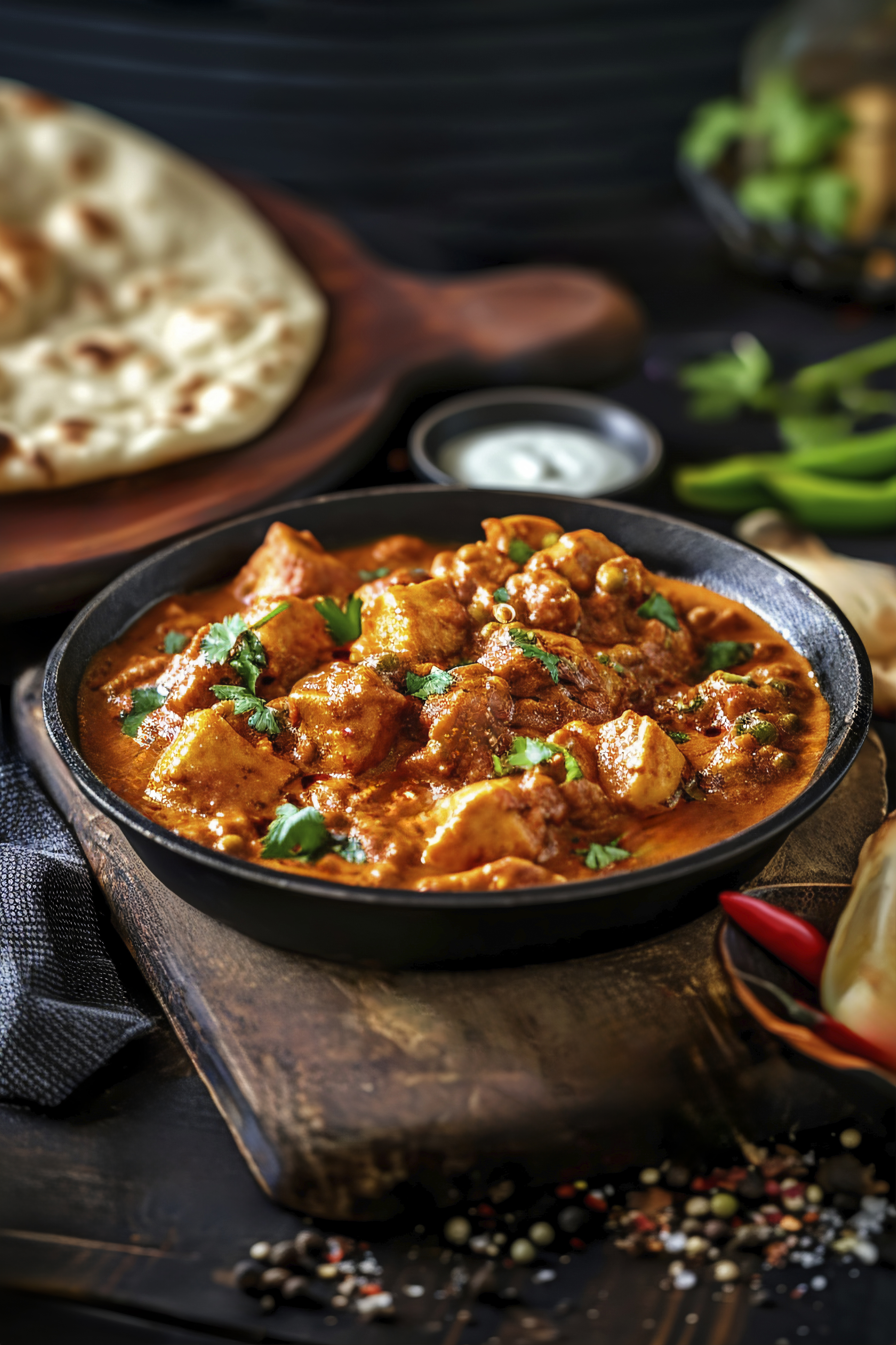 Chicken curry served with rice