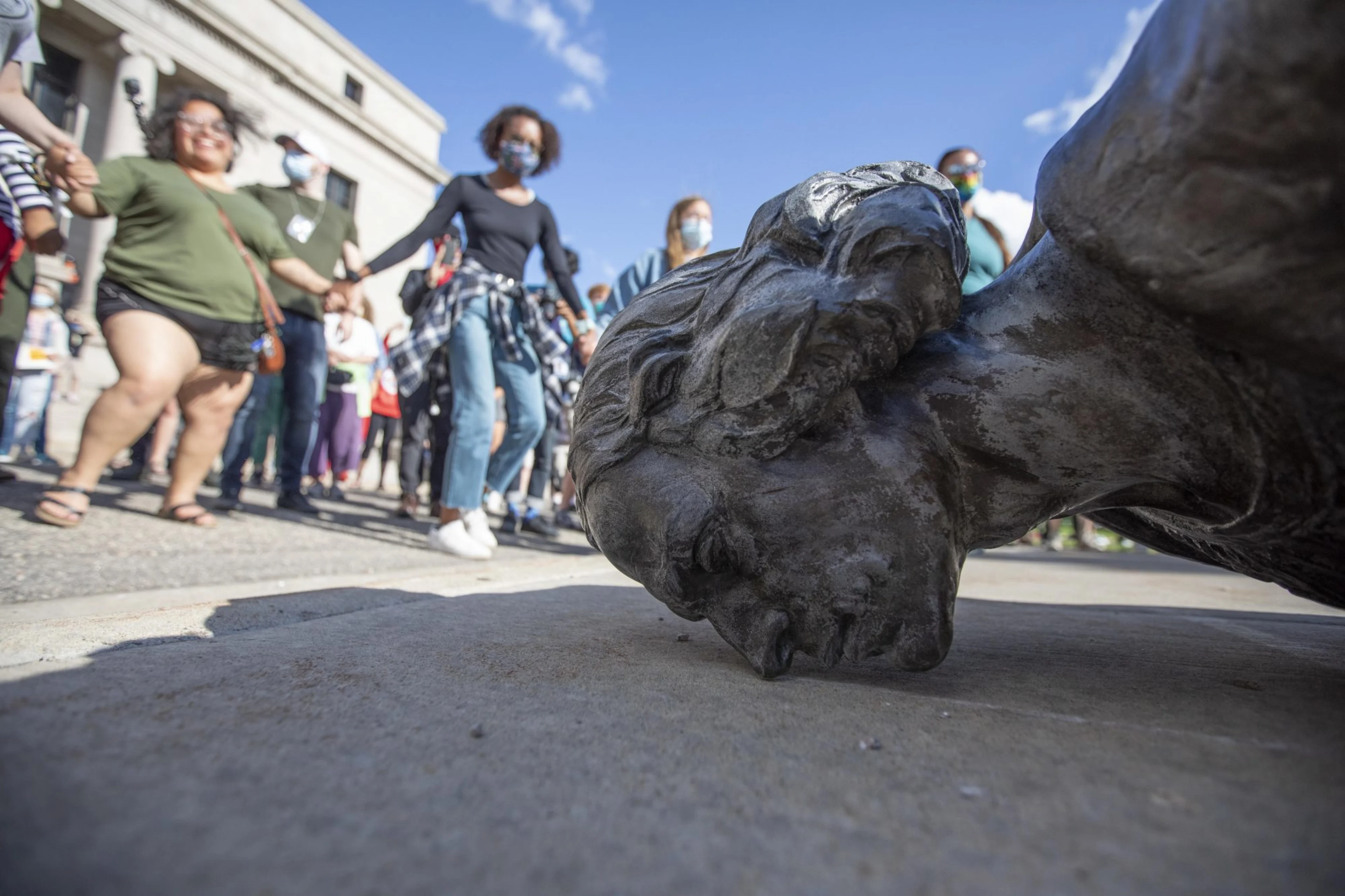 Statue of Edward Colston statue toppled in Bristol, UK