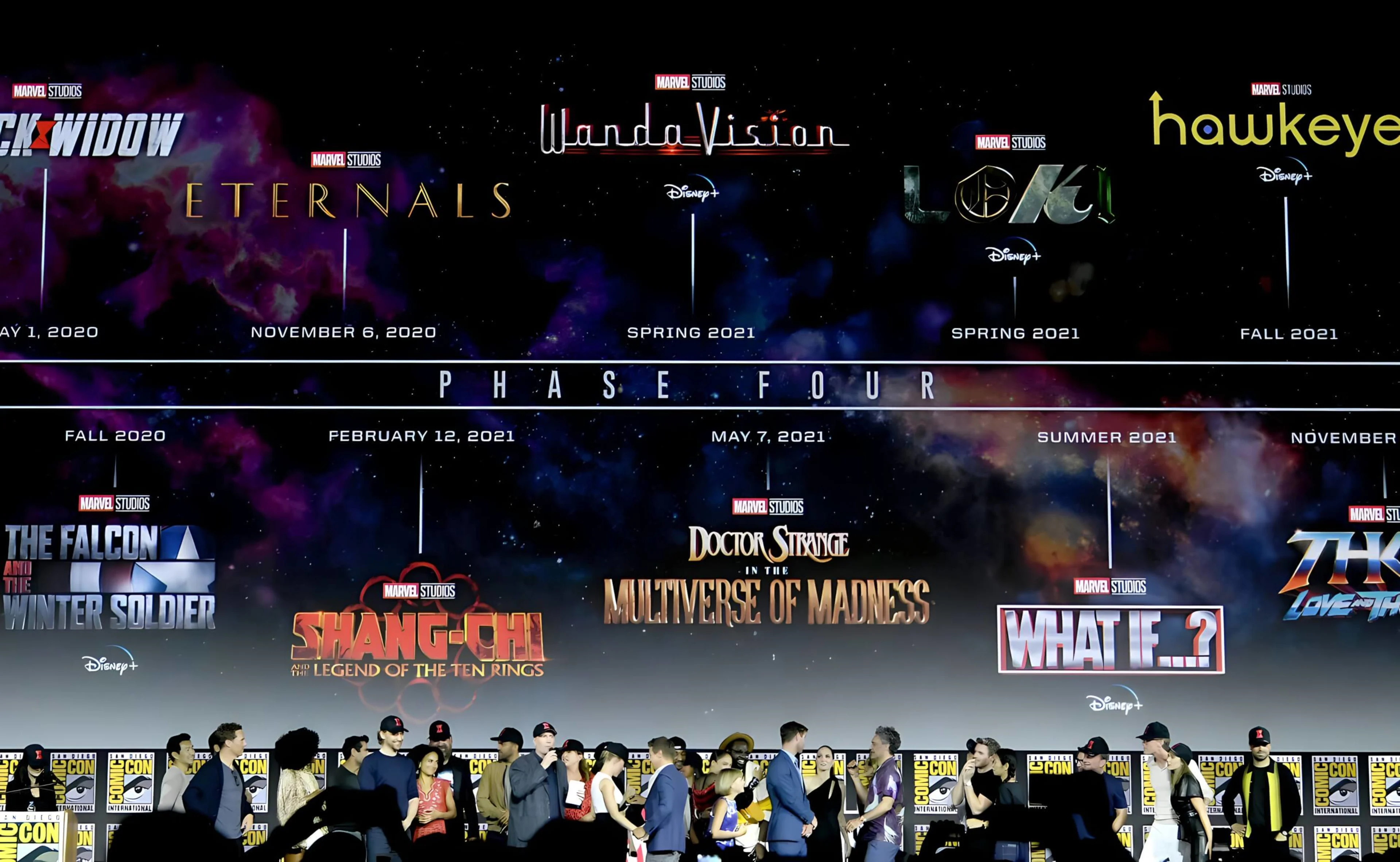 Marvel's Phase Four had 10 movies and shows that launched in 2021, as announced by Kevin Feige at San Diego Comic-Con 2019.