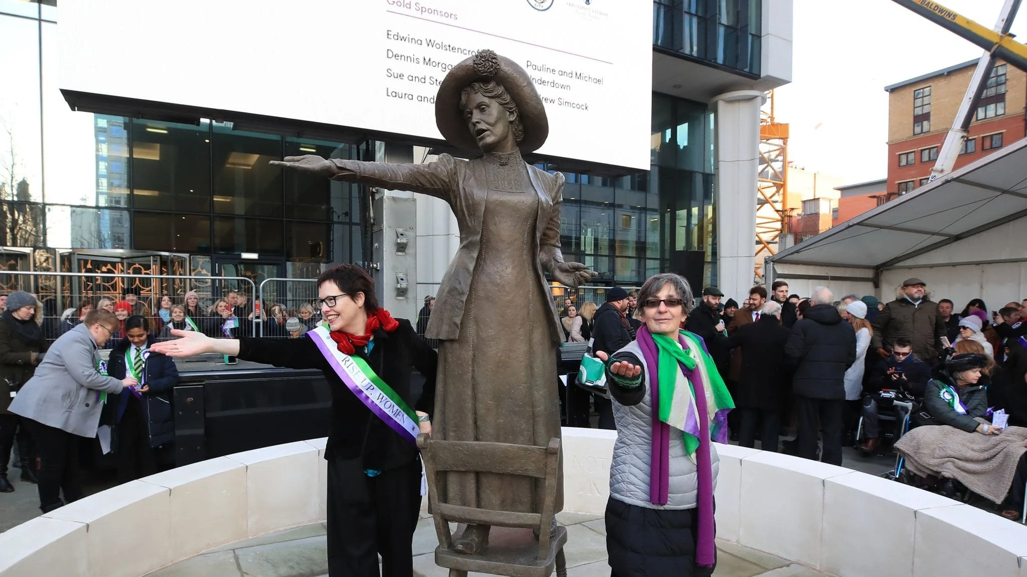 Sculptor Hazel Reeves unveils her statue of Emmeline Pankhurst in Manchester