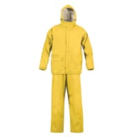 Adult SX Yellow Hooded Snap Front Long Sleeve Jacket Pants Rain Suit 2 Pc