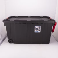 Sterilite Black & Red Industrial Storage Tote With Wheels, 40 Gal.