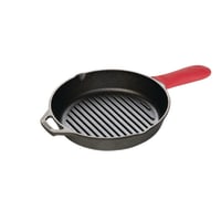 Lodge Round Grill Pan With Silicone Handle Holder