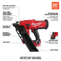 M18 FUEL™ 30-Degree Framing Nailer - Tool Only by Milwaukee at