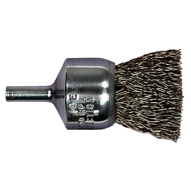 Forney 1 in. x 1/4 in. Round Shank Coarse Crimped Wire End Brush 72737 -  The Home Depot