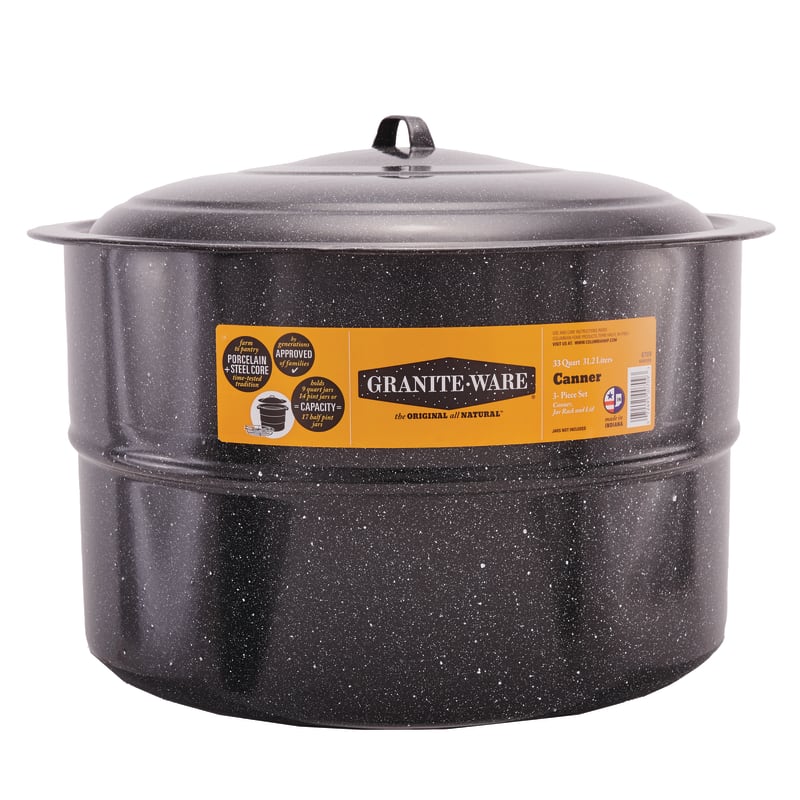 Granite Ware 21.5 qt Water Bath Canner with Rack, Black